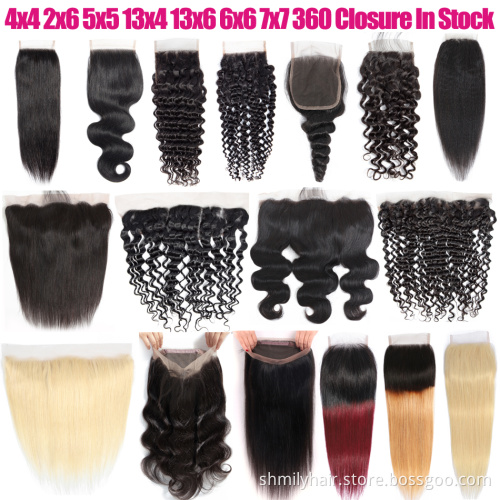 4x4 5x5 6x6 7x7 Swiss Lace Closure 100% Virgin Human Hair Transparent Lace Closure , HD Lace Closure Frontal With Baby Hair
